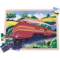 Bigjigs Toys Drevené puzzle historický vlak Vojvodkyňa z Hamiltonu 35 dielikov
