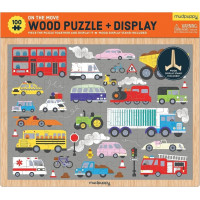 Mudpuppy Drevené puzzle Dopravné prostriedky + stojan 100 dielikov