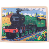 Bigjigs Toys Drevené puzzle historický vlak Flying Scotsman 35 dielikov
