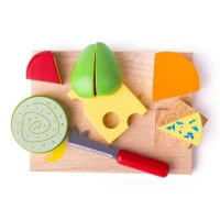 Bigjigs Toys Set drevených potravín syry na doske