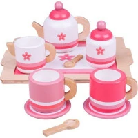 Bigjigs Toys Drevená čajová sada ružová