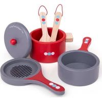 Bigjigs Toys Drevený set riadu s bodkami