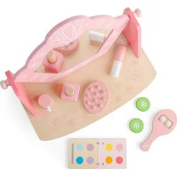 Bigjigs Toys Drevený kozmetický stolík ružový