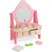 Bigjigs Toys Drevený kozmetický stolík ružový