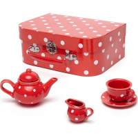 Bigjigs Toys Červený bodkovaný čajový set