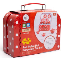 Bigjigs Toys Červený bodkovaný čajový set