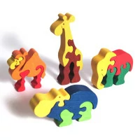Fauna Drevené vkladacie puzzle z masívu sada zoo 4 ks