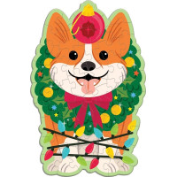 Mudpuppy Puzzle Vianončný pes Corgi s vôňou čečiny 48 dielikov