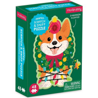 Mudpuppy Puzzle Vianončný pes Corgi s vôňou čečiny 48 dielikov