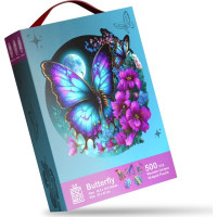 EscapeWelt Drevené luminiscenčné puzzle Motýľ 500 dielikov