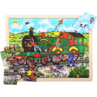 Bigjigs Toys Drevené puzzle vlak 24 dielikov