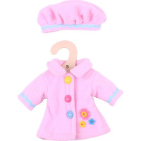 Bigjigs Toys Ružový kabátik s gombíkmi pre bábiku 28 cm