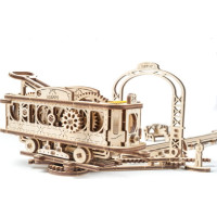 Ugears 3D drevené mechanické puzzle Mechanical Town električková linka