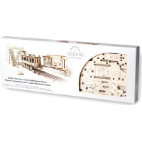 Ugears 3D drevené mechanické puzzle Mechanical Town električková linka