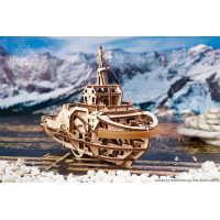 Ugears 3D drevené mechanické puzzle Remorkér