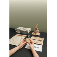 RoboTime 3D drevené mechanické puzzle Čarovné violončelo (elektrický pohon)