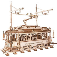 RoboTime 3D drevené mechanické puzzle Električka