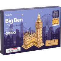 RoboTime drevené 3D puzzle hodinová veža Big Ben svietiaca