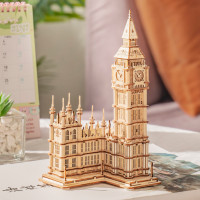 RoboTime drevené 3D puzzle hodinová veža Big Ben svietiaca