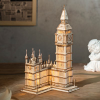 RoboTime drevené 3D puzzle hodinová veža Big Ben svietiaca