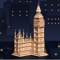 RoboTime drevené 3D puzzle hodinová veža Big Ben svietiaca