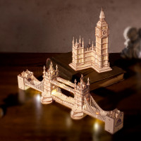 RoboTime drevené 3D puzzle hodinová veža Big Ben svietiaca