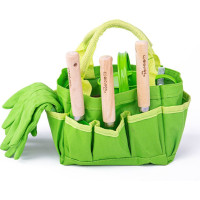 Bigjigs Toys Záhradný set náradia v plátennej taške zelený