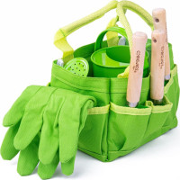 Bigjigs Toys Záhradný set náradia v plátennej taške zelený