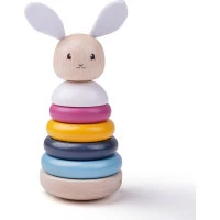 Bigjigs Baby Drevená motorická nasadzovacia veža králiček