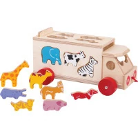 Bigjigs Toys Drevené auto so zvieratkami