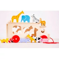 Bigjigs Toys Drevené auto so zvieratkami