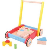 Bigjigs Baby Drevené kocky vo vozíku