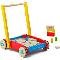 Bigjigs Baby Drevené kocky vo vozíku