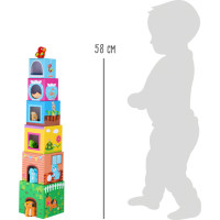 small foot Veža z kociek s drevenými zvieratkami