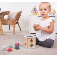 Bigjigs Toys Motorická kocka modrá