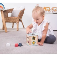 Bigjigs Toys Motorická kocka modrá
