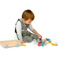 Bigjigs Toys Vozík s drevenými kockami