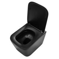 Závesné WC Rea Julio RIMLESS + Duroplast sedátko flat - čierne matné
