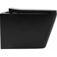 Závesné WC Rea Julio RIMLESS + Duroplast sedátko flat - čierne matné