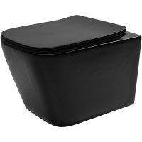 Závesné WC Rea Julio RIMLESS + Duroplast sedátko flat - čierne matné