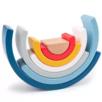 Bigjigs Baby Drevená skladacia dúha modrá