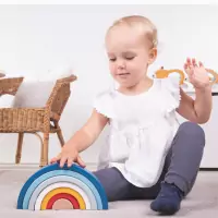 Bigjigs Baby Drevená skladacia dúha modrá