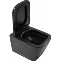 Závesné WC Rea Julio RIMLESS + Duroplast sedátko flat - čierne matné