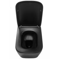 Závesné WC Rea Julio RIMLESS + Duroplast sedátko flat - čierne matné