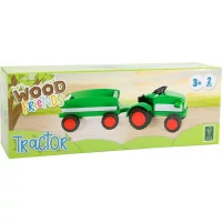 small foot Drevený traktor s vlečkou zelený