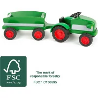 small foot Drevený traktor s vlečkou zelený