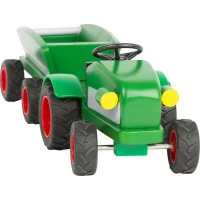 small foot Drevený traktor s vlečkou zelený