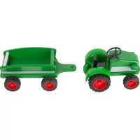 small foot Drevený traktor s vlečkou zelený
