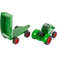 small foot Drevený traktor s vlečkou zelený
