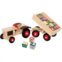 Bino Traktor s gumovými kolesami a vlečkou ABC